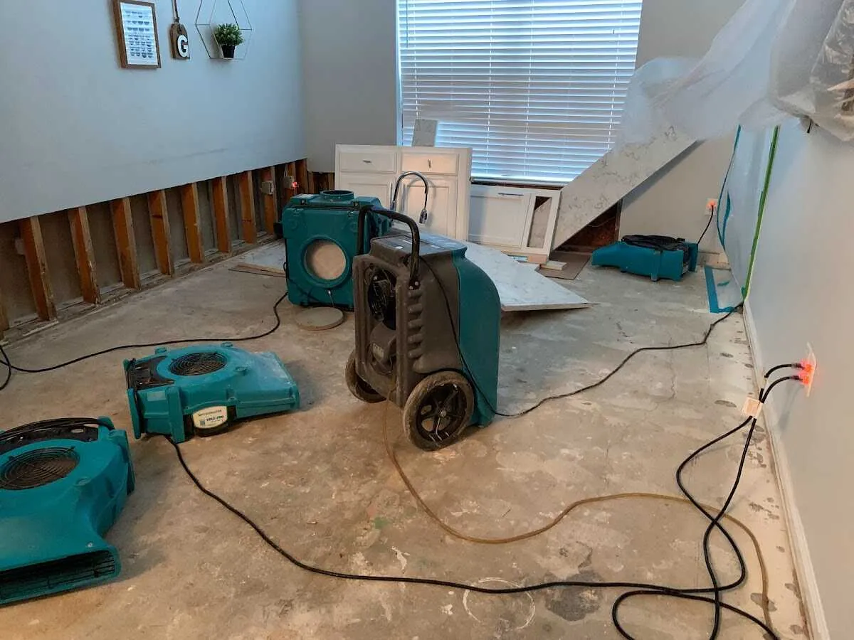 Dehumidifier in flood-cut room for Water Damage Restoration in Twin Falls